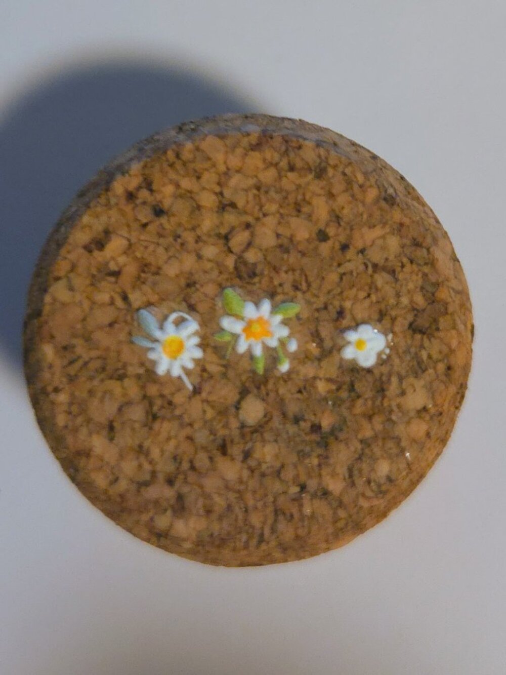 Brand New Hand Crafted Magnet Created from Champagne Cork Featuring Flowers